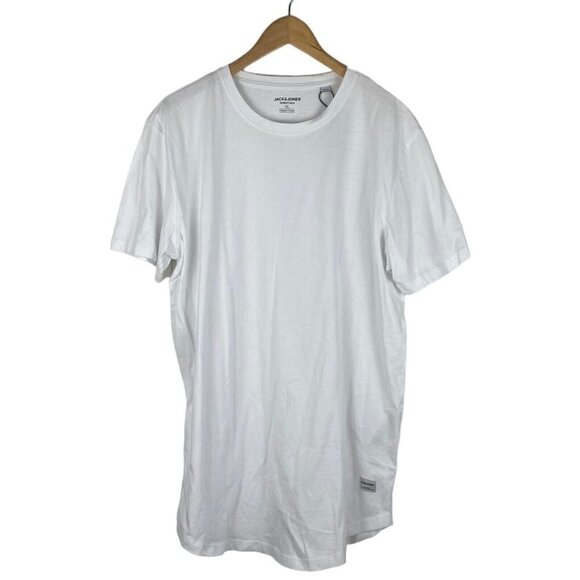 Jack Jones Men's White Organic Cotton Noa Basic Long Fit Crew Neck T Shirt US XL - Picture 3 of 7